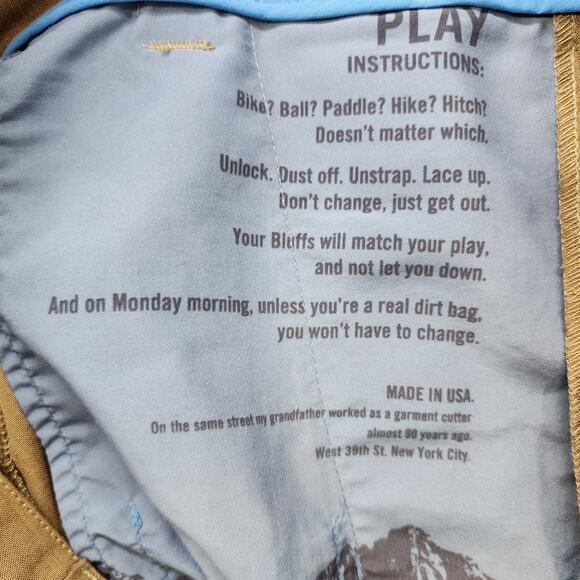 Bluffworks Pants Mens 32W/30L Tan Original Performance Regular Fit Chino Preppy - Picture 7 of 12